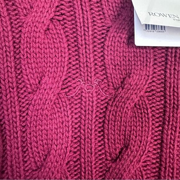 Rowen Rose Round Neck Knit Sweater in Bordeaux Size S - Picture 5 of 9
